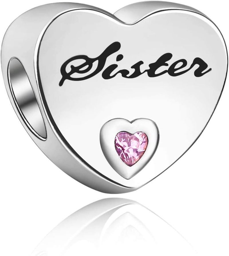 VALGACLS 925 Sterling Silver Family Love Mom Mouse Heart Charms for Bracelets Necklace Valentine's Day Mother's Day Jewelry Charm for Women - Image 1